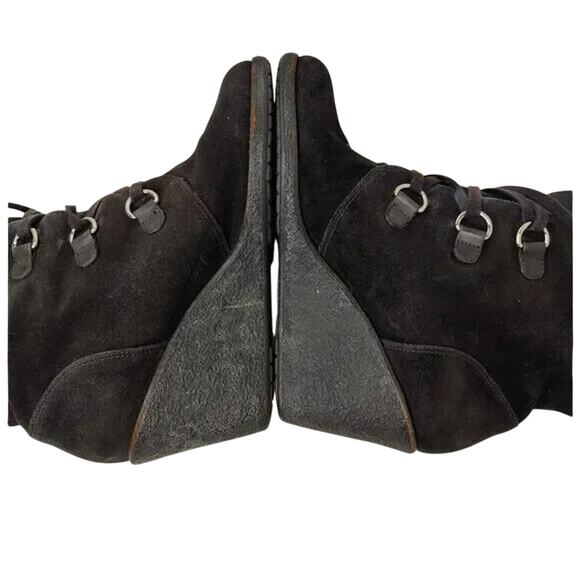 Cole Haan Black Suede Wedge mid calf Booties Size 11 - Picture 5 of 8